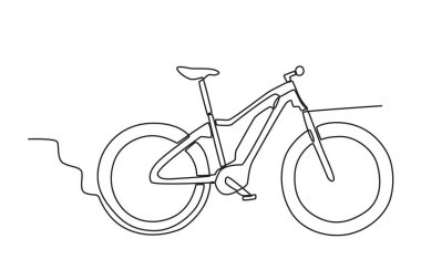 Havalı bir elektrikli bisiklet. Elektrikli bisiklet tek satırlık çizim