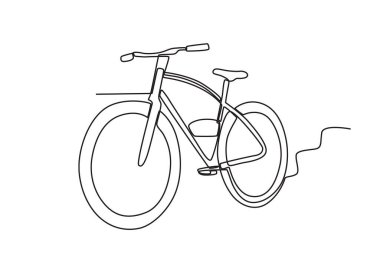 Elektrikli bisiklet sürüyor. Elektrikli bisiklet tek satırlık çizim