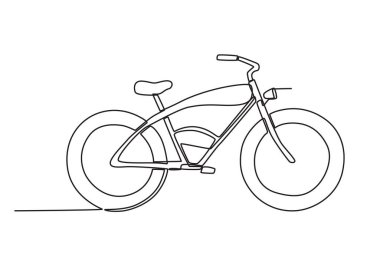 Şarj edilebilir pilli elektrikli bisiklet. Elektrikli bisiklet tek satırlık çizim