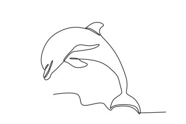 Bir yunus yüzüyor. Dünya Vahşi Yaşam Günü tek satırlık çizim