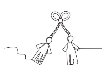 Komik bir Martisor. Martisor tek satır çizimi