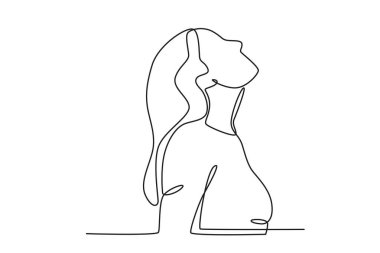 Baharda bir kadının yan görüntüsü. İlkbahar çizimleri