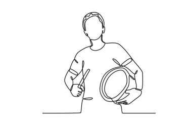 Bir adam suhoor uyanır. Ramazan bir satır çizimi