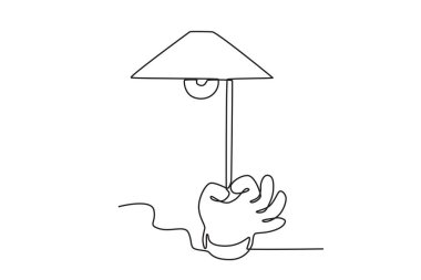 Bir el ışık düğmesini çeker. Dünya Saati tek satırlık çizim