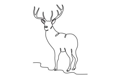 Bir geyik cesurca durdu. Geyik tek çizgi çizer