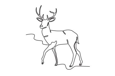 Boş boş yürüyen bir geyik. Geyik tek çizgi çizer