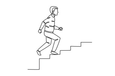 İş peşinde koşan bir adamın tasviri. İş hedefi tek satırlık çizim