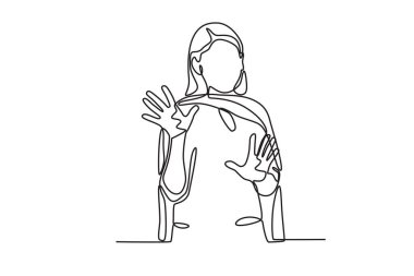 Holi festivalinde bir kadın el boyamasını gösteriyor. Holi tek çizgi çiziyor