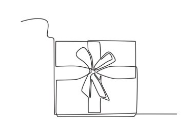 Hediye kutusunun üst görüntüsü. Hediye Kutusu tek satırlık çizim