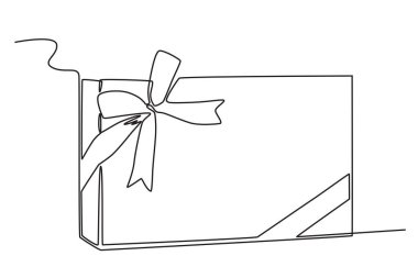 Resimli bir hediye kutusu. Hediye Kutusu tek satırlık çizim