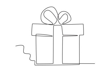 Sürpriz bir hediye kutusu. Hediye Kutusu tek satırlık çizim