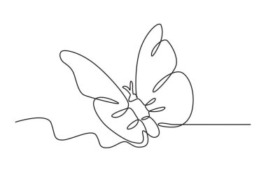 Uçan bir kelebek kanatlarını çırptı. Kelebek çizimi