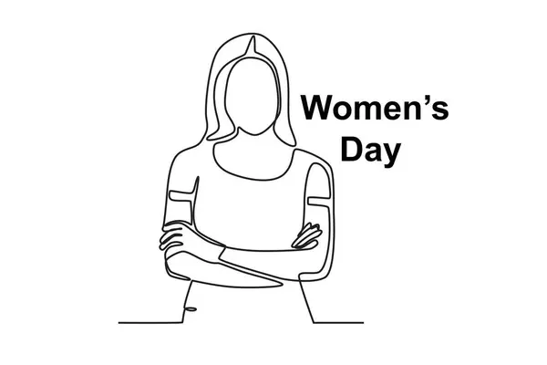 Kobieta Wstała Ufnością Kobiecy Dzień Rysunek Jednowierszowy Ilustracja Stockowa