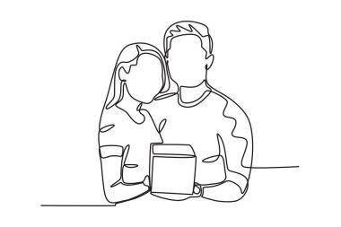 Beyaz Gün 'de gül alan bir kadın. beyaz gün tek satır çizimi