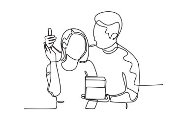 Beyaz Gün 'de gül alan bir kadın. beyaz gün tek satır çizimi