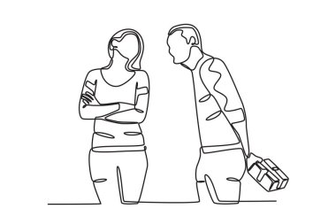 Beyaz Gün 'de gül alan bir kadın. beyaz gün tek satır çizimi