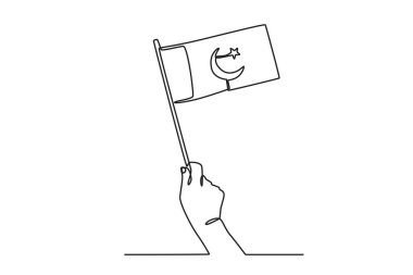 Pakistan bayrağı Ameer ud Din Khidwai tarafından tasarlandı. Pakistan tek satırlık çizim