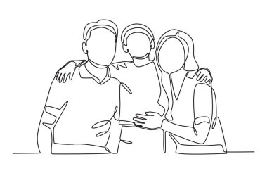 Bir çocuk babası tarafından taşınıyor. Aile tek satır çizimi