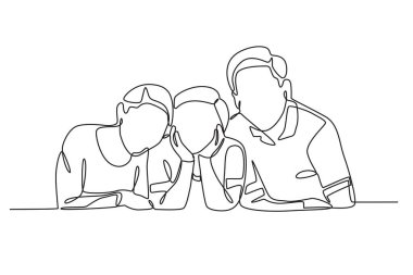 Bir çocuk babası tarafından taşınıyor. Aile tek satır çizimi