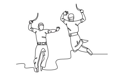 Tari Kecak tipik bir Balili dansıdır. Geleneksel tek satırlık çizim