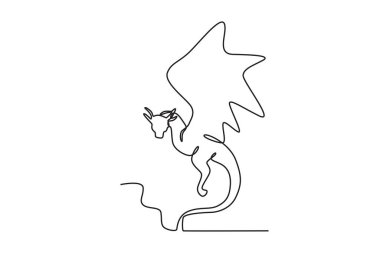 Ejderhaların çok sert derileri vardır. Ejderha tek çizgi çizimi