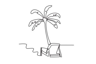 Kumsalda güneşlenen bir kadın. Plaj tek sıra çiziyor.