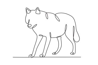 Bir kurt yiyor. Kurt tek çizgi çiziyor