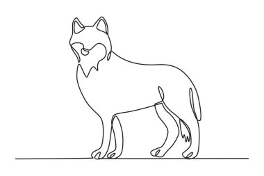 Bir kurt yiyor. Kurt tek çizgi çiziyor