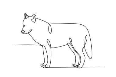 Bir kurt yiyor. Kurt tek çizgi çiziyor