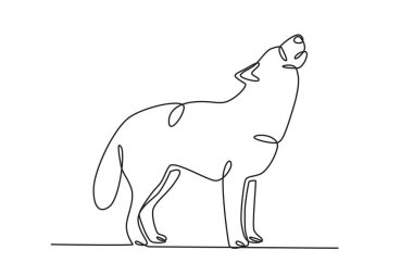 Bir kurt yiyor. Kurt tek çizgi çiziyor