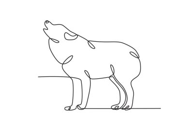 Bir kurt yiyor. Kurt tek çizgi çiziyor