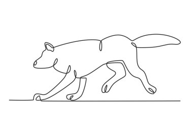 Bir kurt yiyor. Kurt tek çizgi çiziyor