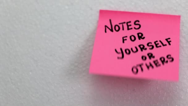 Ten Film Jest Sticky Notes Dla Notatek Dla Siebie Lub — Wideo stockowe