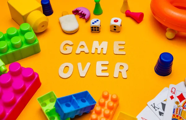 A close-up photo of the words \'Game Over\' Scrabble