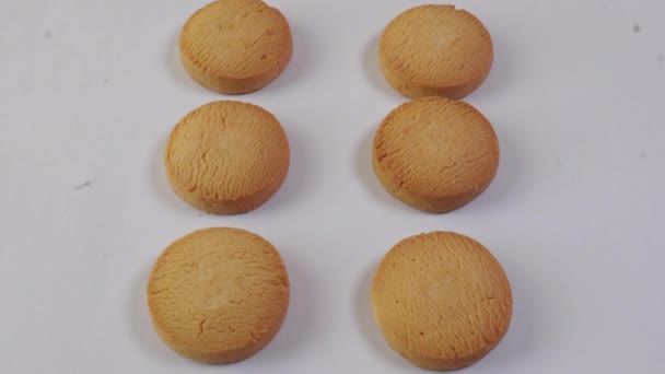 Cette Vidéo Parle Pan Haut Bas Cookies Sur Fond Blanc — Video
