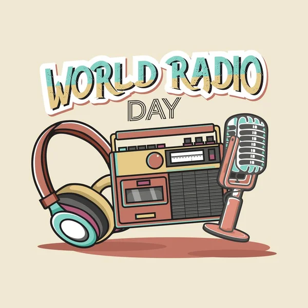 stock vector World Radio Day Vector Illustration is an image or graphic design that illustrates the theme of World Radio Day, which is a celebration every year on February 13 to commemorate the importance of the radio medium as a means of communication