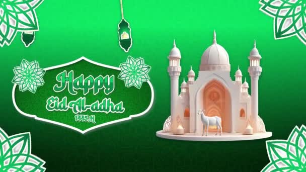 Happy Eid Adha Πλάνα Φόντο Πράσινο Χρώμα — Αρχείο Βίντεο