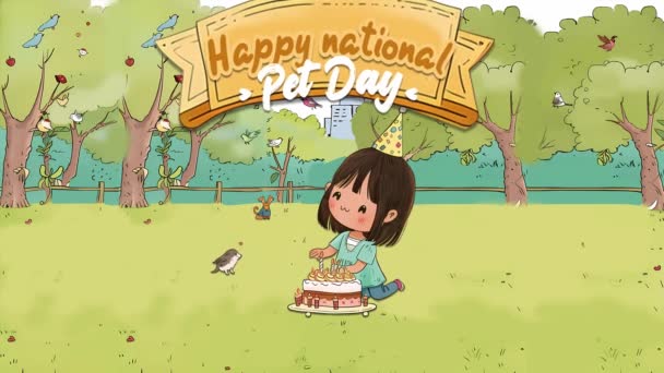 Ruchu Grafika Szczęśliwy Narodowy Dzień Zwierzaka — Wideo stockowe