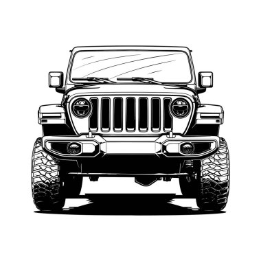 Monster Off Road jeep front view, vector design illustration clipart