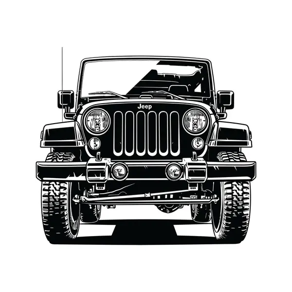 Monster Off Road Jeep silueti ön görünüm, vektör tasarımı çizimi