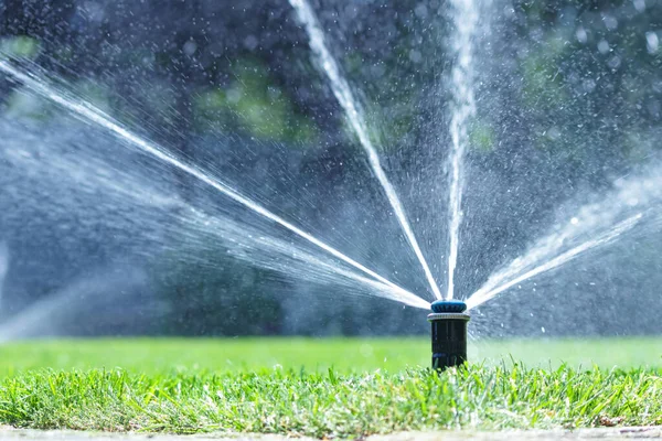 Sistema Irrigazione Nel Giardino Casa Irrigatore Automatico Prato Irrigazione Erba — Foto Stock