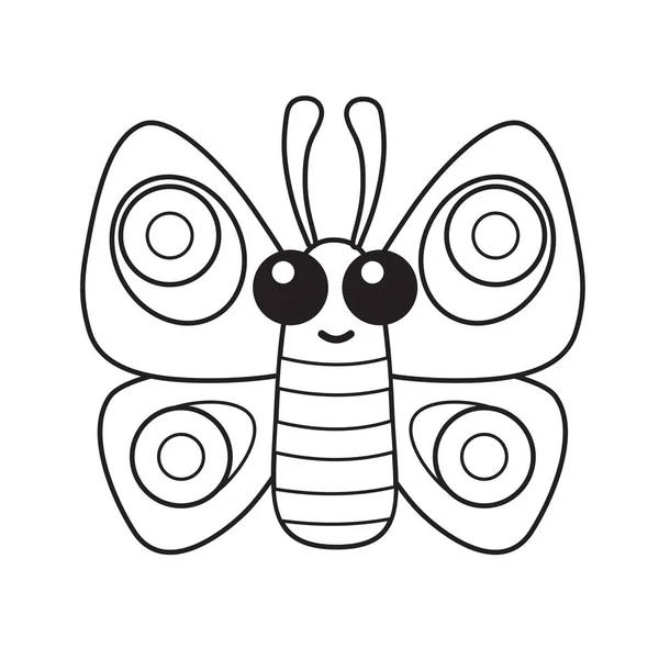Lustige Insekten Färbung Netter Schmetterling Cartoon Stil — Stockvektor