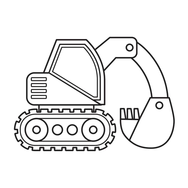 子供のためのベクトルぬり絵 掘削機のイラスト 漫画スタイルの重機 ベクターアイコン 発掘と建設 — ストックベクタ