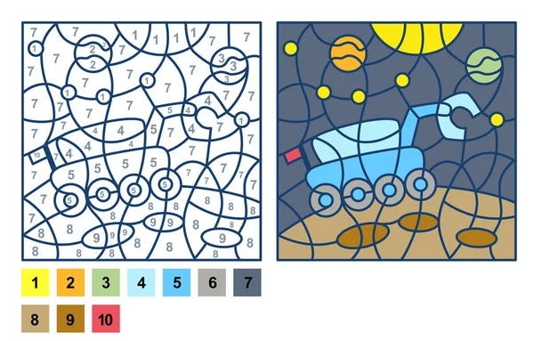 Colorir por números. jogo de puzzle para a educação infantil. números e  cores para desenhar e aprender matemática. flores de vetor