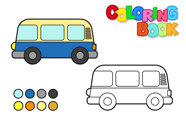 Vektorillustration Eines Retro Minivans Malbuch Für Kinder — Stockvektor