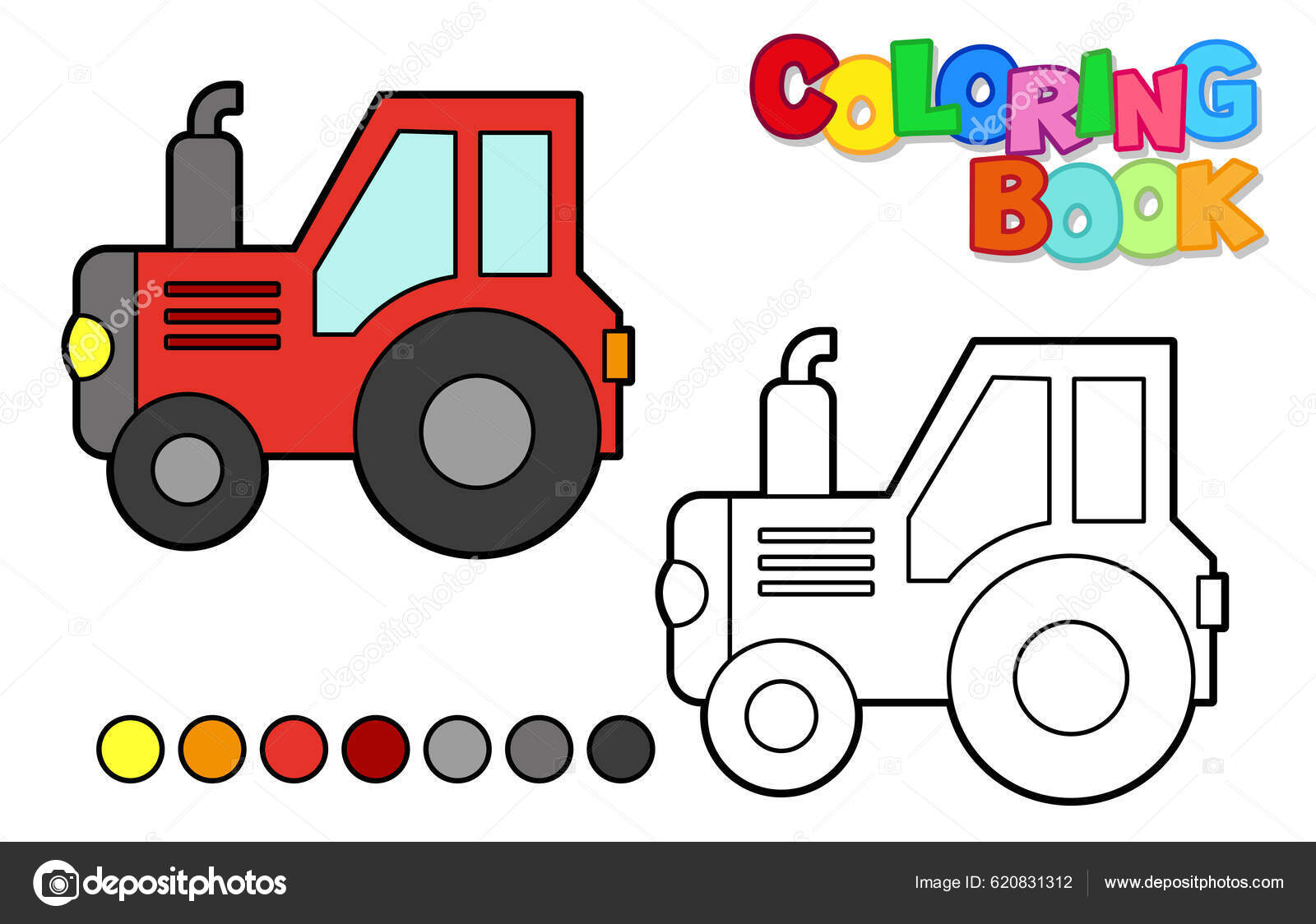 Desenhos animados de tractor para colorir livro