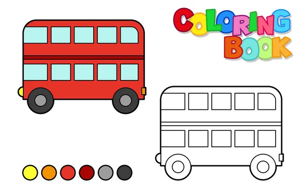 Ilustração Vetorial Ônibus Dois Andares Livro Para Colorir Para Crianças —  Vetores de Stock