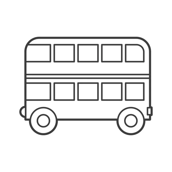 Векторна Ілюстрація Двопалубного Автобуса Стиль Піктограм Чорним Контуром Розмальовка Дітей — стоковий вектор