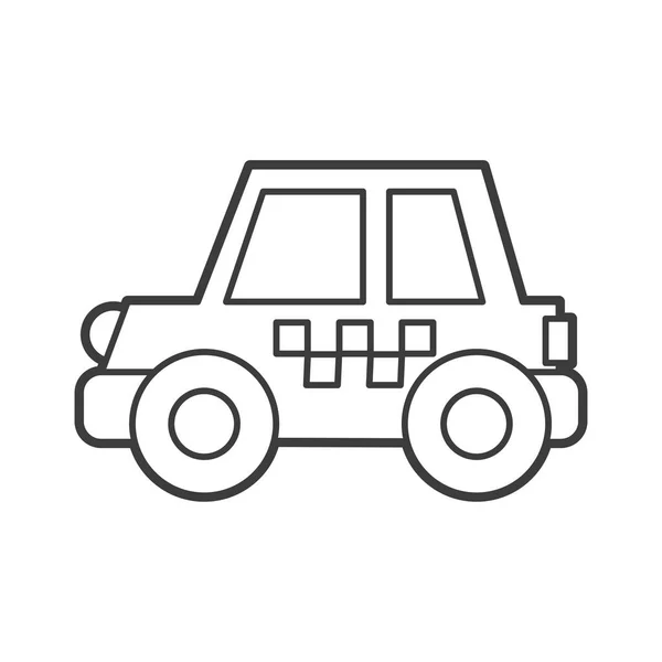Векторная Иллюстрация Автомобиля Такси Иконный Стиль Чёрным Контуром Раскраска Детей — стоковый вектор