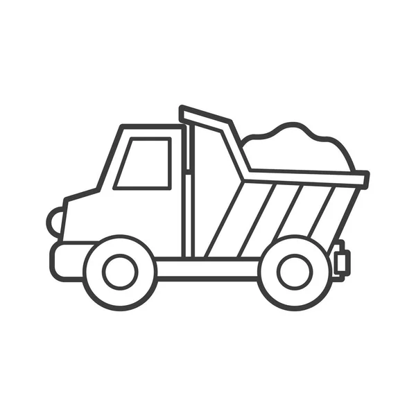 ダンプトラックのベクトルイラスト ブラックアウトラインのアイコンスタイル 子供向けぬり絵 — ストックベクタ